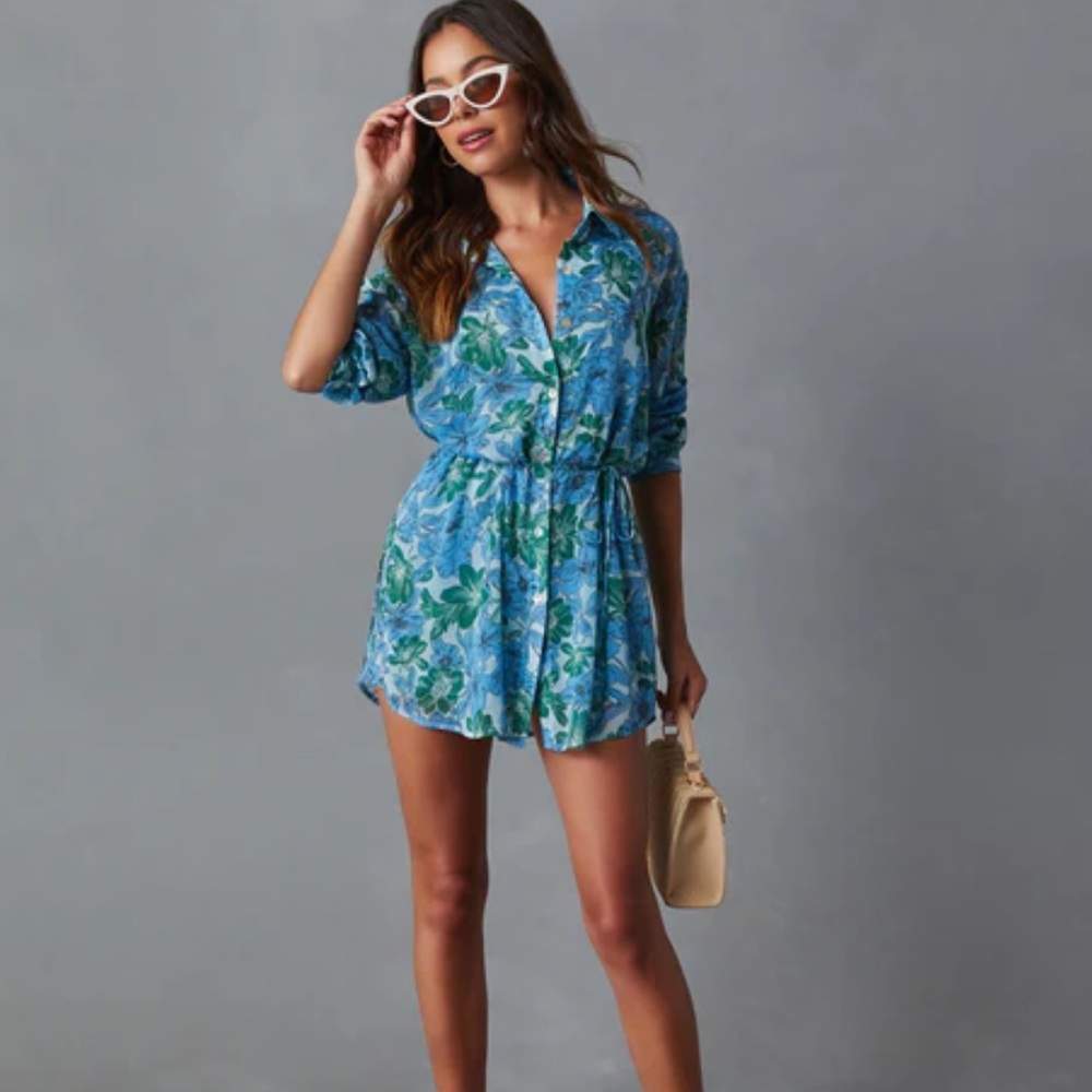 VICI Blue Green Floral Romper